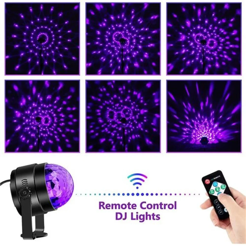 UV Black Light for Glow Party, 6W LED Disco Ball Strobe Lights for Dark Party